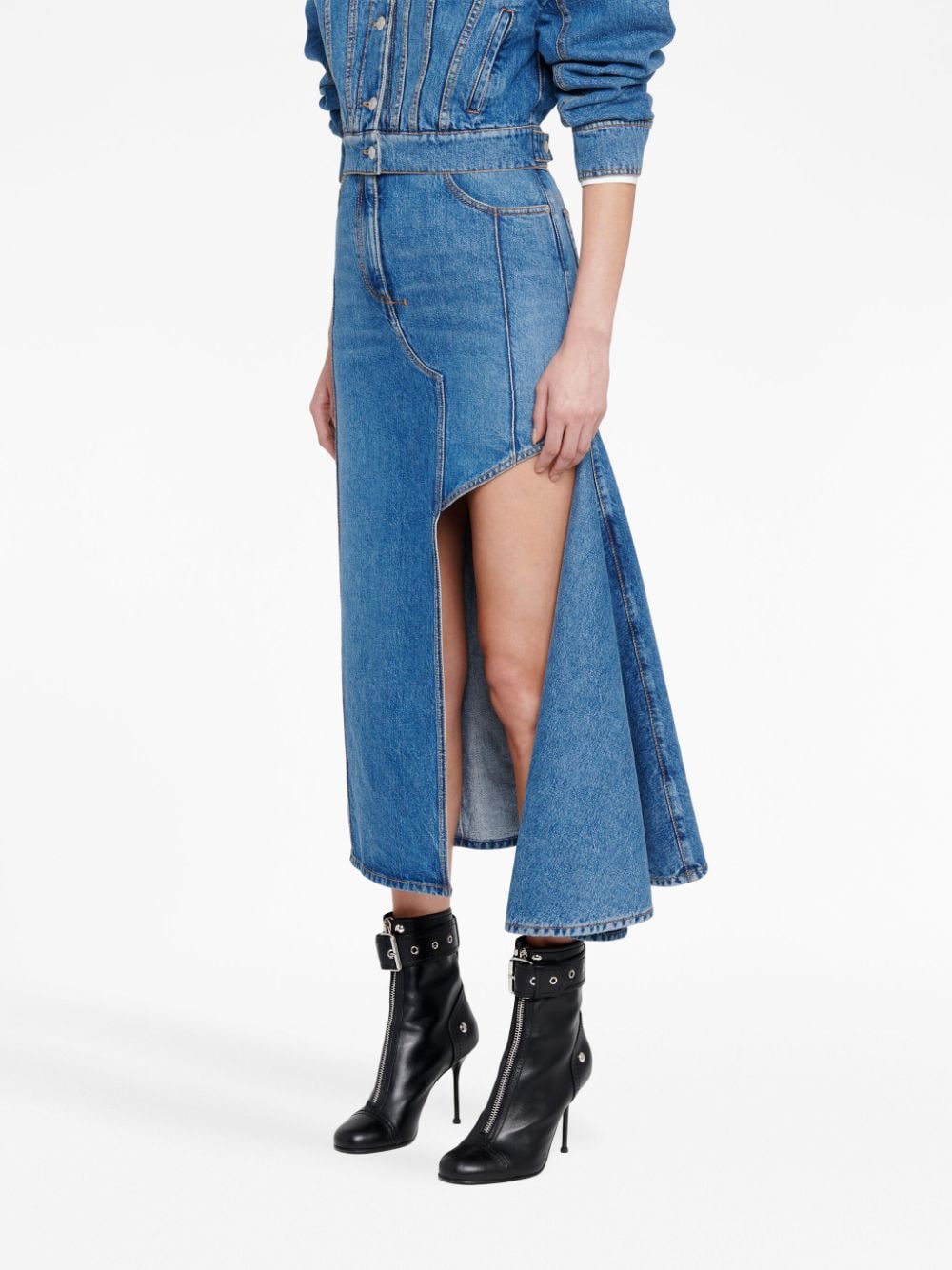 Alexander McQueen denim midi skirt