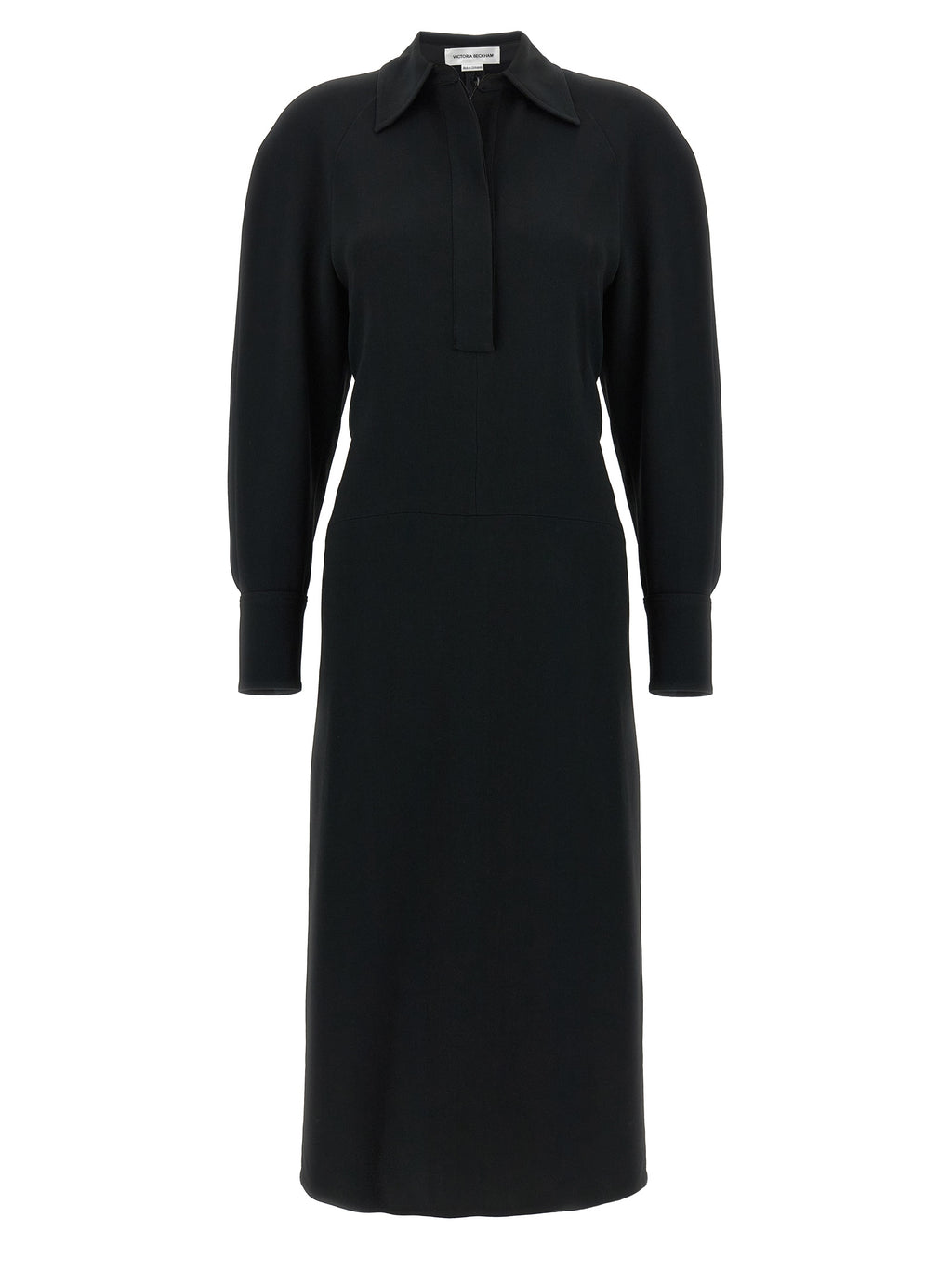 Victoria Beckham Long Sleeve Polo Collar Midi Dress