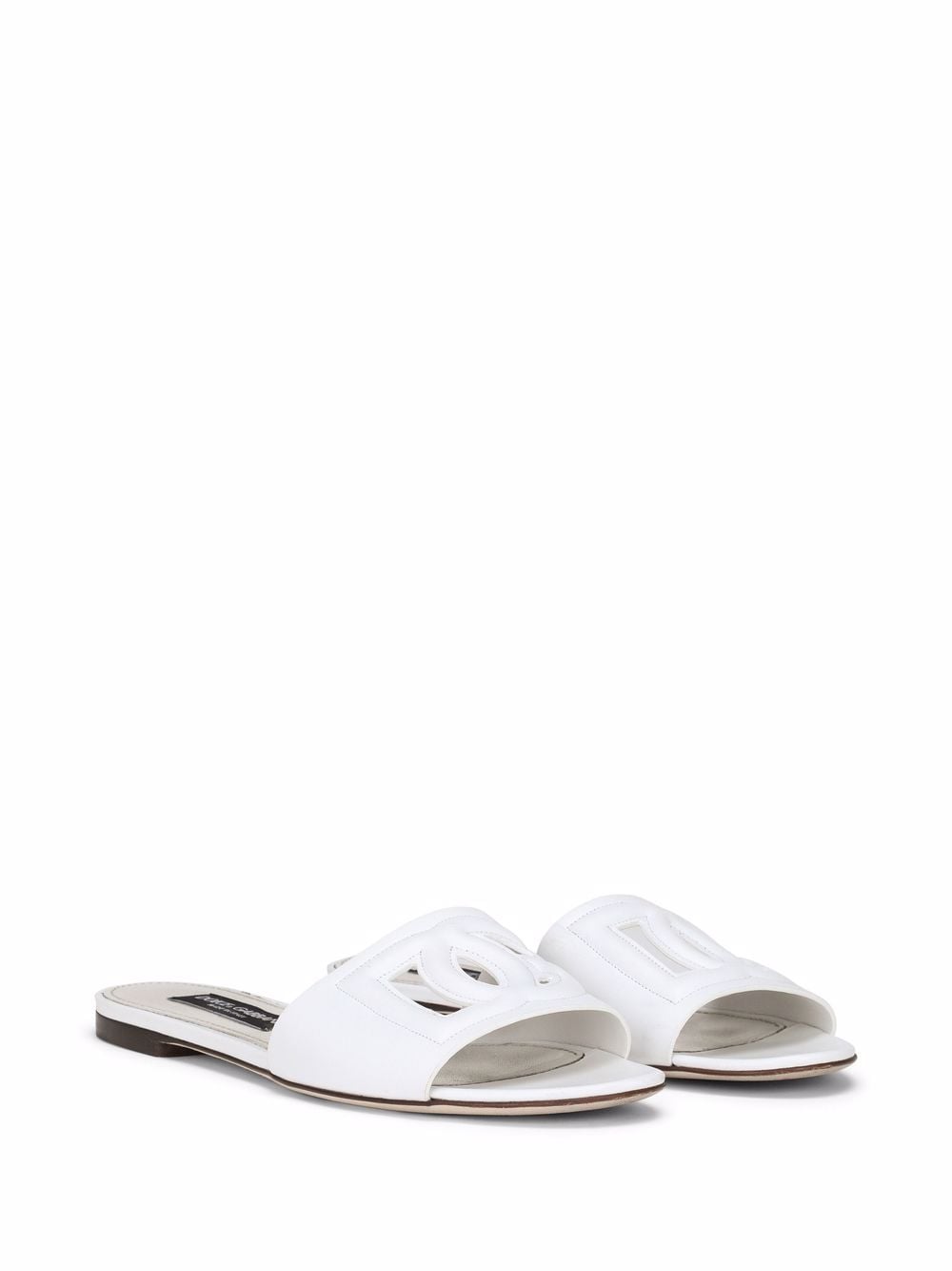 Dolce & Gabbana-DG Logo slides in white calf leather
