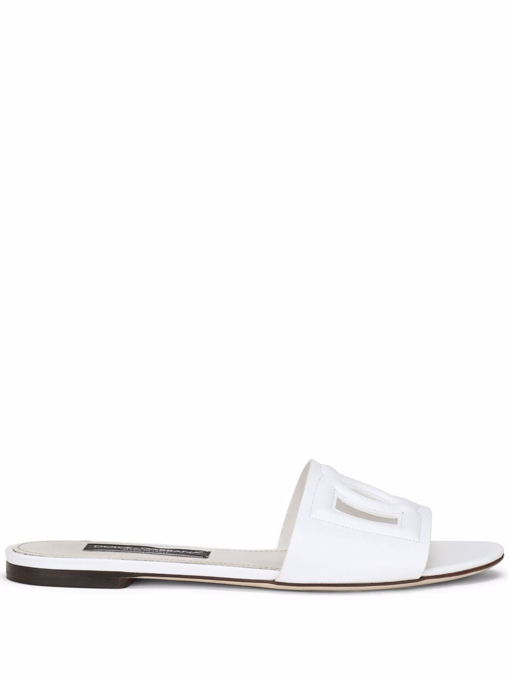 Dolce & Gabbana-DG Logo slides in white calf leather