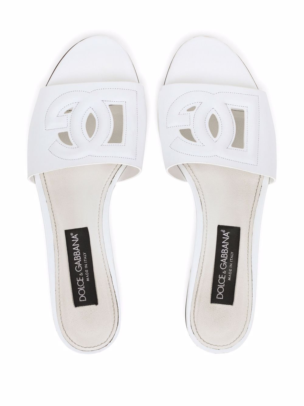 Dolce & Gabbana-DG Logo slides in white calf leather