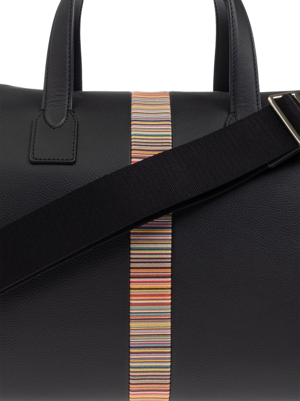 Paul Smith Black Leather 'Signature Stripe' Trim Day Holdall