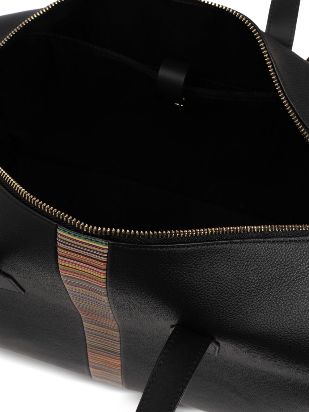 Paul Smith Black Leather 'Signature Stripe' Trim Day Holdall