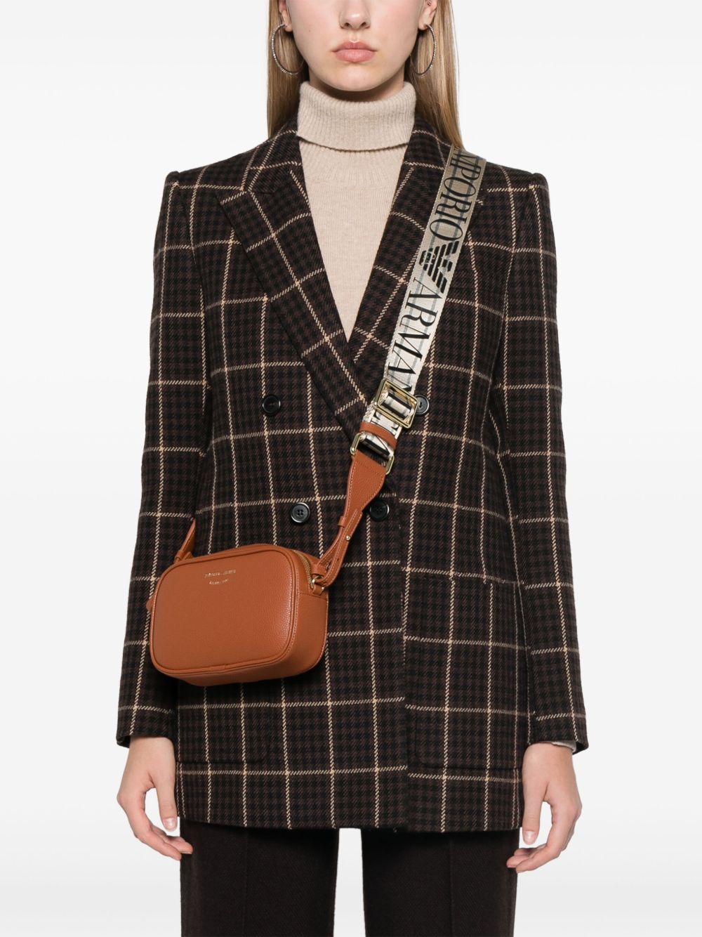 Emporio Armani logo-debossed leather camera bag