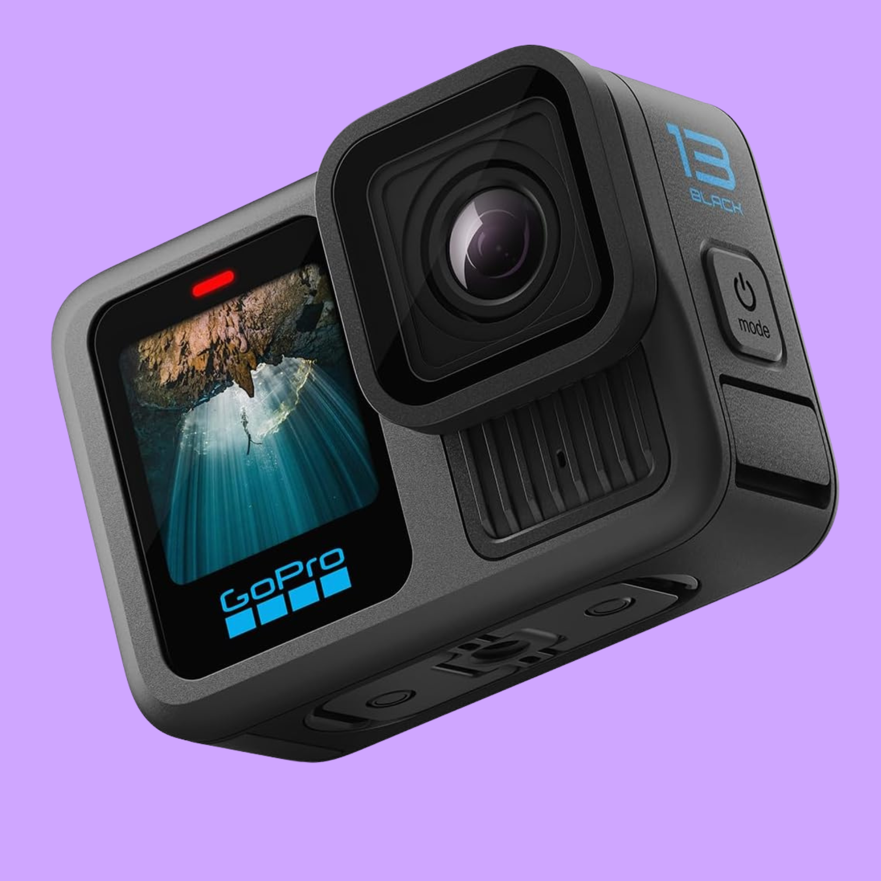 GoPro action camera on a purple background